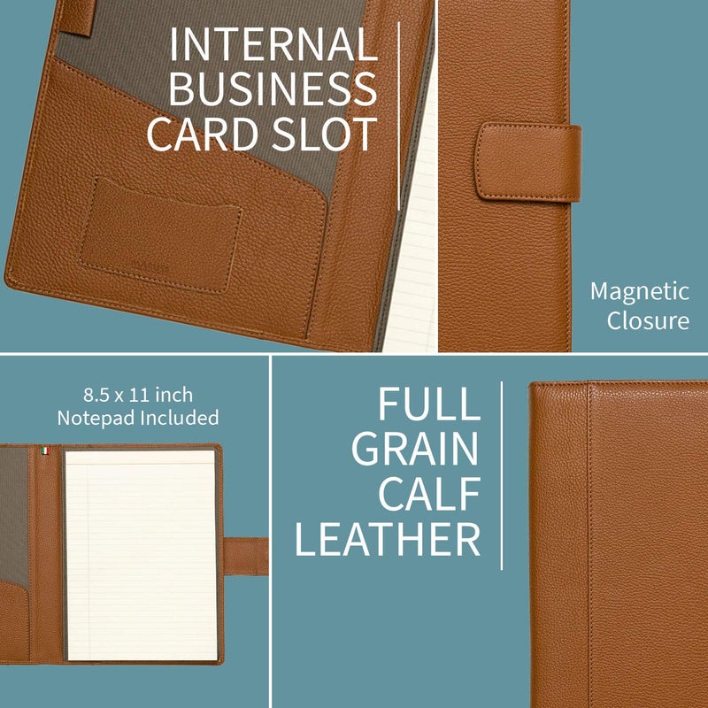 Maruse Italian Leather Executive Padfolio, Folder Organizer with Magnetic Closure and Writing Pad, Handmade in Italy, Rope - Image 3